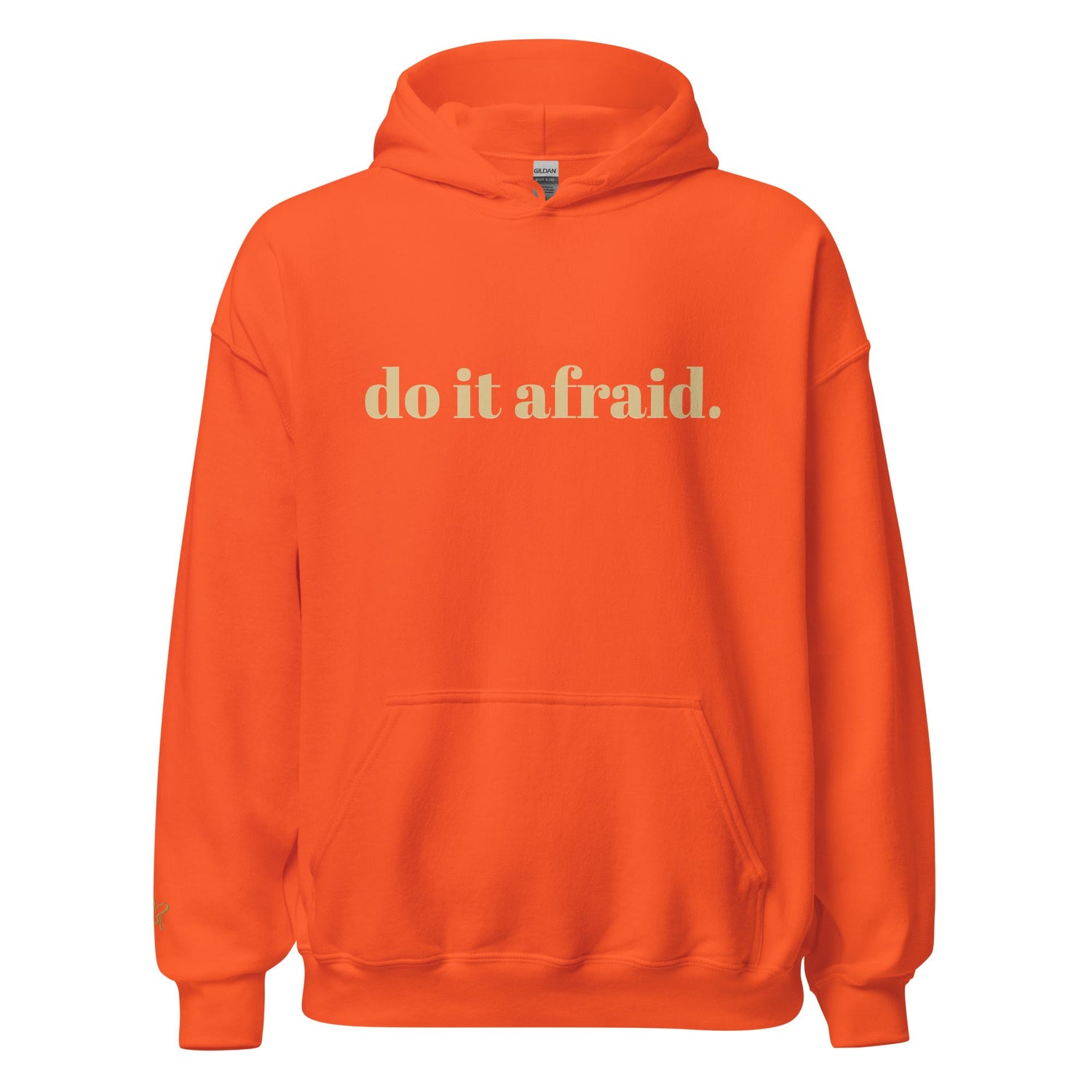 A collection of hoodies and sweatshirts in Fall colors with the words Do It Afraid written across the front.